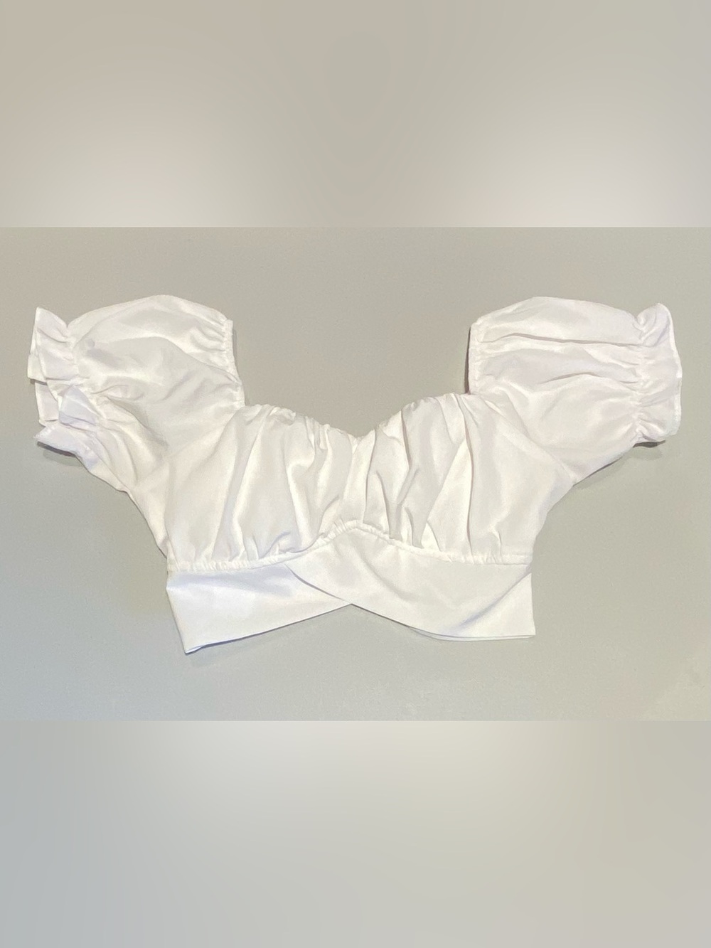 White Puff Sleeve Crop Top with Sweetheart Neckline